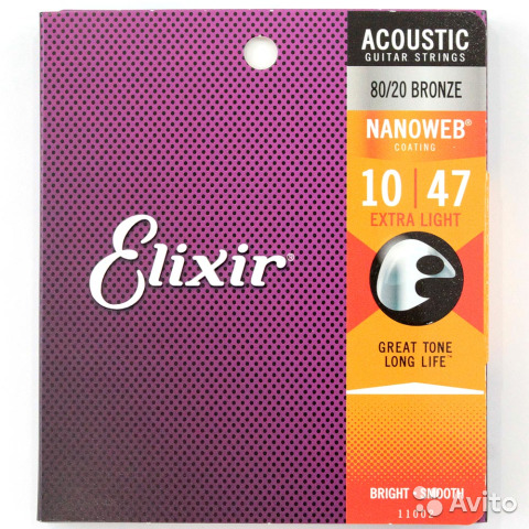 ELIXIR 11002 NANOWEB - комплект струн для акустической гитары    